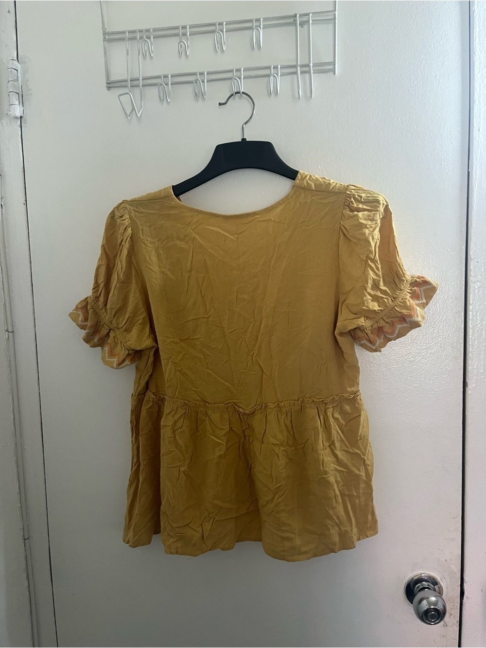 Heyson  Mustard Yellow Embroidered V-Neck Peasant Tunic - Picture 2 of 4